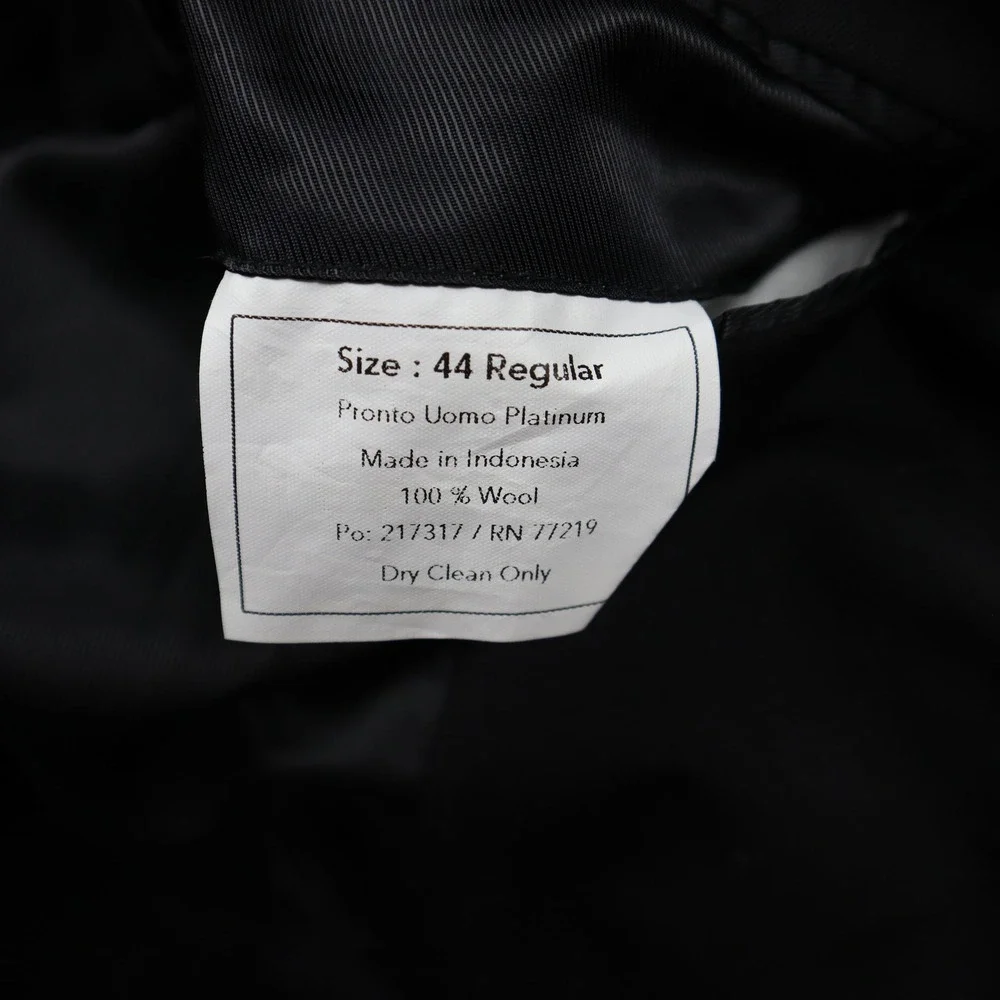 Pronto Uomo Blazer Mens 44R Platinum Black Wool Two-Button Solid Regular Fit